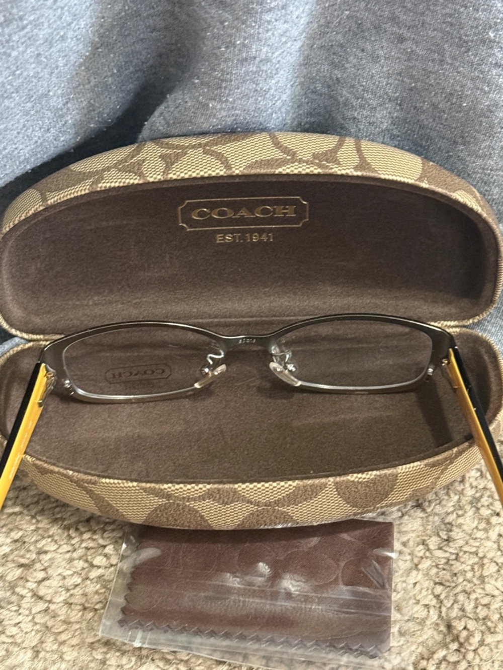Coach Women's Rectangular Eyeglasses in Brown and Yellow - Picture 4 of 9